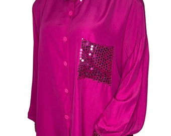 Vintage Pink Sequin Blouse