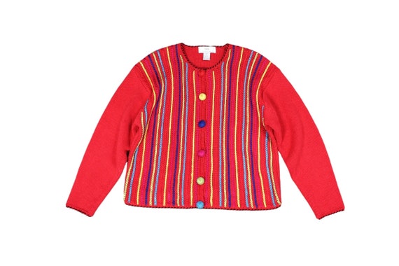 Vintage Abstract Colorful Striped Sweater... Sz. … - image 1