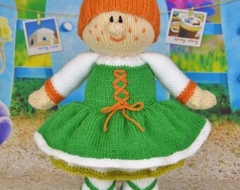 PDF KNITTING PATTERN - Emerald the Irish Dancing Girl Knitting Pattern Download From Knitting by Post. Pdf download