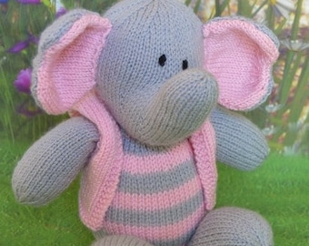 PDF KNITTING PATTERN - Grace the Elephant Soft Toy Knitting Pattern Download From Knitting by Post