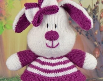 PDF KNITTING PATTERN - Burgundy Bunny Knitting Pattern Download Pdf.  Knitted Rabbit Easter Gift. Girl Boy Knitted Animal Soft Toy.