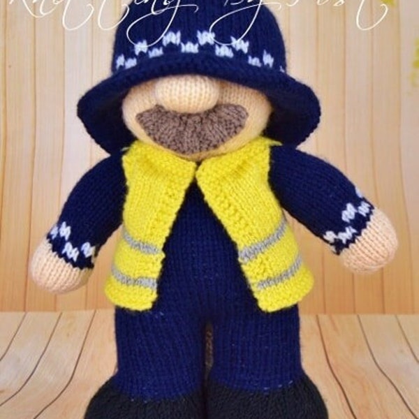 PDF KNITTING PATTERN - Policeman Knitting Pattern Download Pdf.  Knitted Gift. Girl Boy Doll Soft Toy.