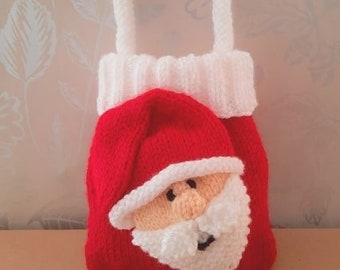 PDF KNITTING PATTERN - Santa Gift Bag Knitting Pattern Download Pdf.  Knitted Christmas Gift. Girl Boy Knitted Goodie Bag.