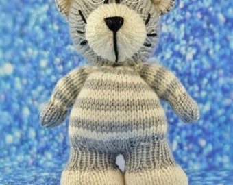 PDF KNITTING PATTERN - Short and Sweet Cat Knitting Pattern Download Pdf.  Knitted Gift. Girl Boy Knitted Animal Soft Toy.