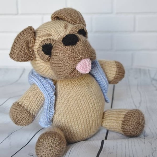 PDF KNITTING PATTERN - Pug Soft Toy Dog Knitting Pattern Download From Knitting by Post. Pdf download