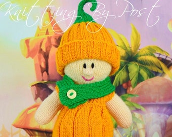 PDF KNITTING PATTERN - Pippa the Pumpkin Knitting Pattern Download Pdf.  Knitted Halloween Gift. Girl Boy Knitted Doll Soft Toy.