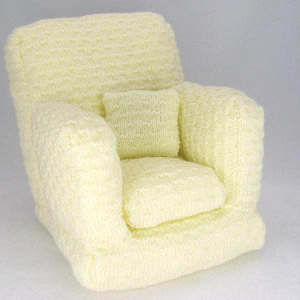 PDF KNITTING PATTERN - Armchair Knitting Pattern Download for 30cm Doll or Teddy Bear - From knitting by Post