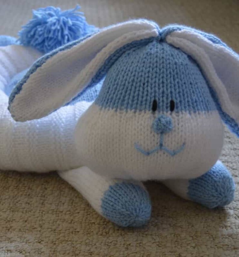 PDF KNITTING PATTERN Rabbit Snuggler Pet Bed Child's Cushion Knitting Pattern Download From Knitting by Post. Pdf download image 5