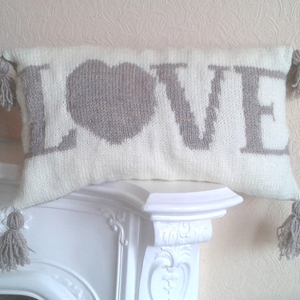 PDF KNITTING PATTERN - Love Cushion Cover Knitting Pattern Download From Knitting by Post