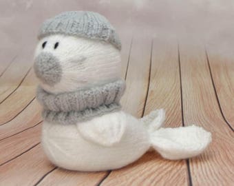 PDF KNITTING PATTERN - Silver the Seal Soft Toy Knitting Pattern Download From Knitting by Post. Pdf download