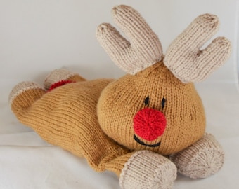 PDF KNITTING PATTERN - Reindeer Pyjama Case Knitting Pattern Download From Knitting by Post