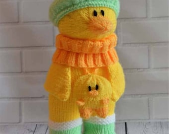 PDF KNITTING PATTERN - Duck in Boots Soft Toy Knitting Pattern Download From Knitting by Post