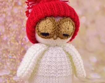PDF KNITTING PATTERN - Winter Owl Knitting Pattern Download Pdf.  Knitted Christmas Gift. Girl Boy Knitted Bird Soft Toy.