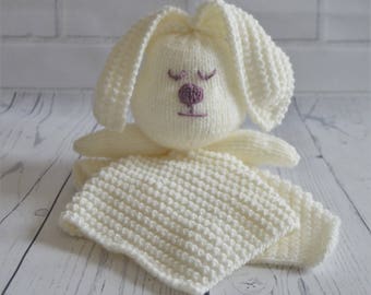 PDF KNITTING PATTERN - Rabbit Comforter Blanket Knitting Pattern Download. Baby Shower Gift for Newborn Babies. Girl Boy Soft Toy. Knitted