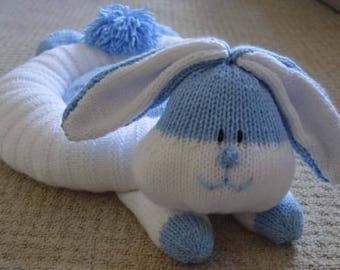 PDF KNITTING PATTERN - Rabbit Snuggler Pet Bed (Child's Cushion) Knitting Pattern Download From Knitting by Post. Pdf download