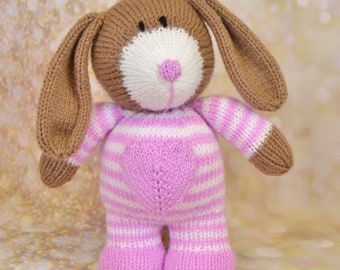 PDF KNITTING PATTERN - Candy Flossy the Bunny Knitting Pattern Download Pdf.  Knitted Easter Gift. Girl Boy Knitted Animal Soft Toy.