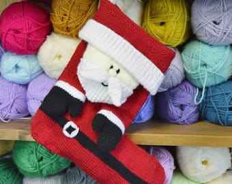 PDF KNITTING PATTERN - Santa Stocking Knitting Pattern Download Pdf. Knitted Christmas Gift. Girl Boy Knitted Xmas Filler.