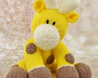 PDF KNITTING PATTERN - Geoff the Giraffe Knitting Pattern Download Pdf.  Knitted Gift. Girl Boy Animal Soft Toy.