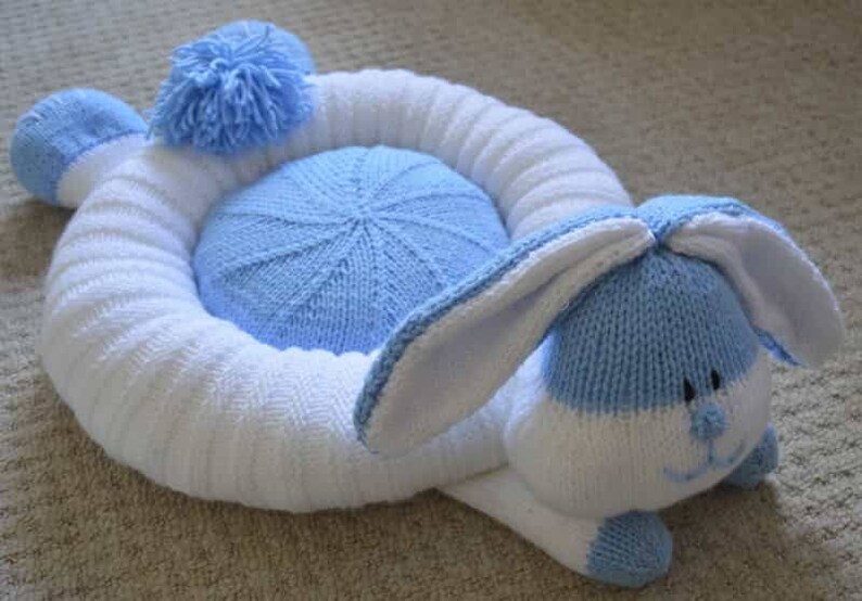 PDF KNITTING PATTERN Rabbit Snuggler Pet Bed Child's Cushion Knitting Pattern Download From Knitting by Post. Pdf download image 4