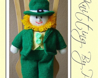 PDF KNITTING PATTERN - Larney O'Shamrock The Leprechaun Knitting Pattern Download Pdf. Knitted St. Patrick's Day Gift. Girl Boy Irish Doll