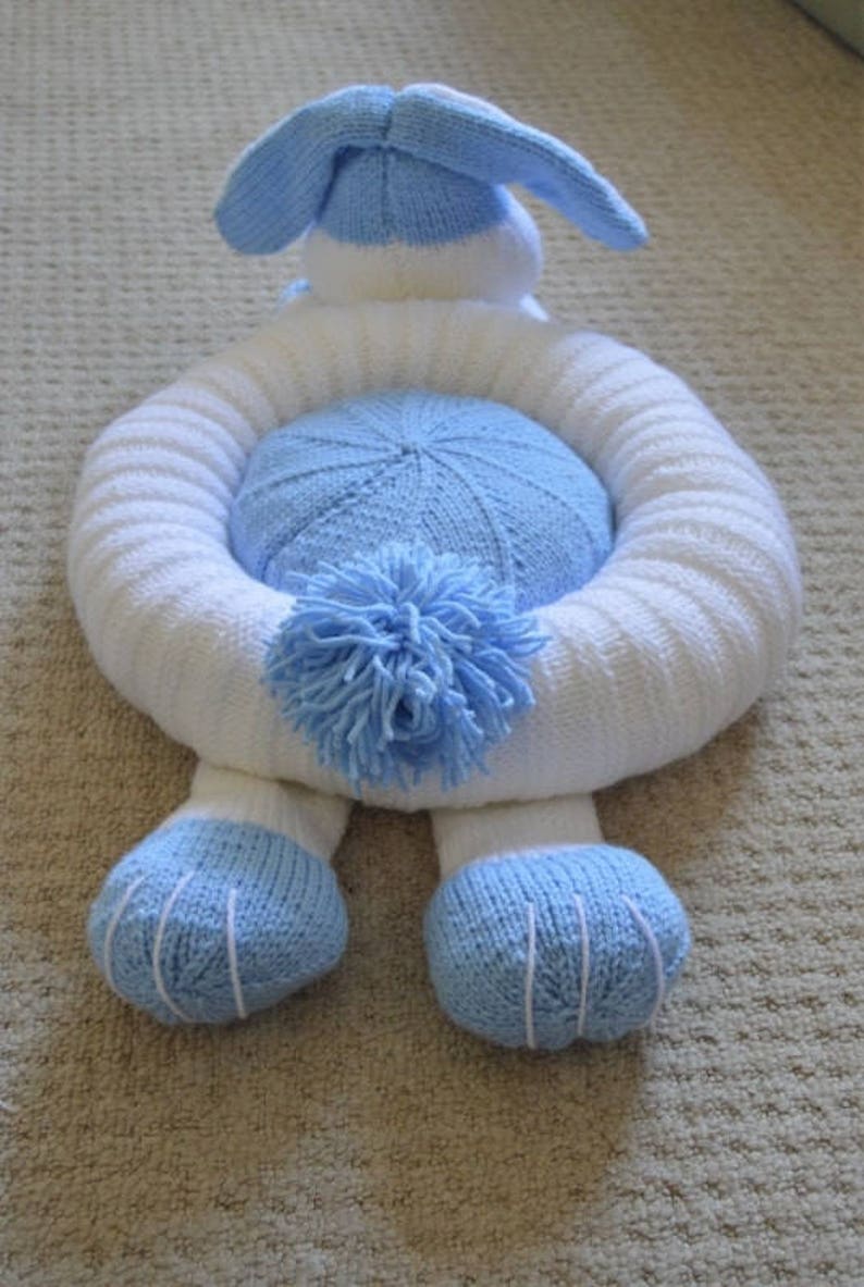 PDF KNITTING PATTERN Rabbit Snuggler Pet Bed Child's Cushion Knitting Pattern Download From Knitting by Post. Pdf download image 3