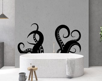 Octopus Wall Decal Vinyl Sticker Decals Tentacles Kraken Octopus Fish Deep Sea Scuba Ocean Animals Bathroom Home Decor Nautical Bedroom
