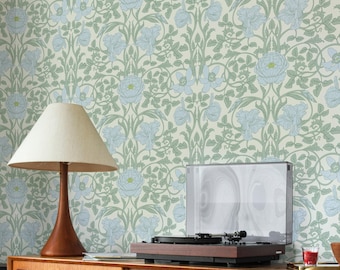 French country DIY wallpaper with floral pattern, farmhouse vintage peel and stick botanical removable wall covering paper