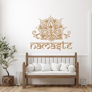 Mandala Wall Decal Namaste Lotus Flower Mandala Indian Yoga Wall Decals Vinyl Sticker Interior Home Decor Art Wall Decor Bedroom Decal