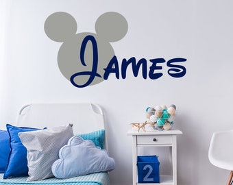 Mickey Mouse Wall Decal Name Boy Personalized Name Wall Decor Nursery Baby Boys Room Decor Children Kids Nursery Decal Vinyl Sticker