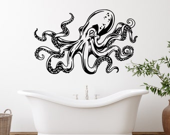 Oktopus Wandtattoo, Tentakeln, Sprut, Kraken, Ozean, Meer, Tier, Wandtattoo, Vinyl-Aufkleber, Inneneinrichtung, Heimdekoration, Vinyl-Kunst, Wanddekoration, Schlafzimmer