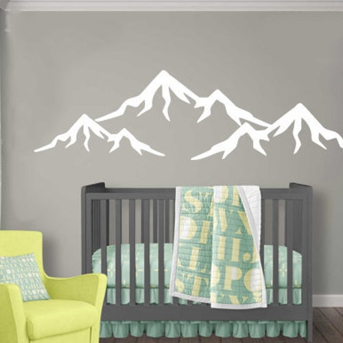 Mountain Boy Name Wall Decal Nursery Mountains Wall Decor Etsy