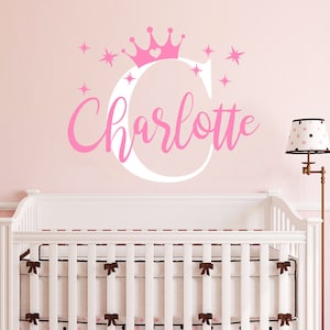 Crown Name Wall Decal Girls Princess Nursery Wall Decor Baby Girl Decals / Baby Girl Room Wall Vinyl Sticker Nursery Personalized Name
