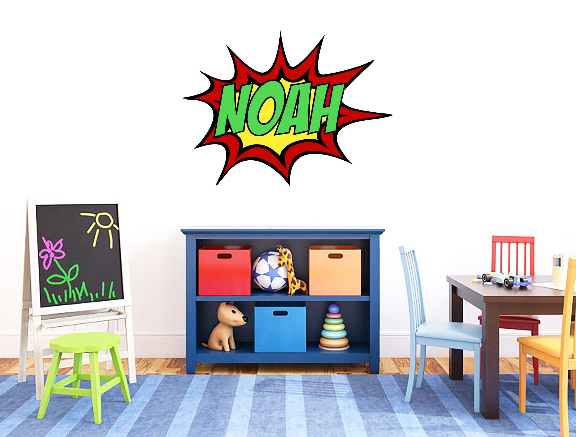 Custom Comic Book Name Wall Decal for Kids Superheroes Baby Room Art ...