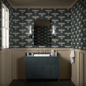 British Vintage Cranes Wallpaper – Peel and Stick Bedroom & Bathroom Wallpaper, High-quality Art Mural, Vintage Adhesive Wallpaper for Home image 2