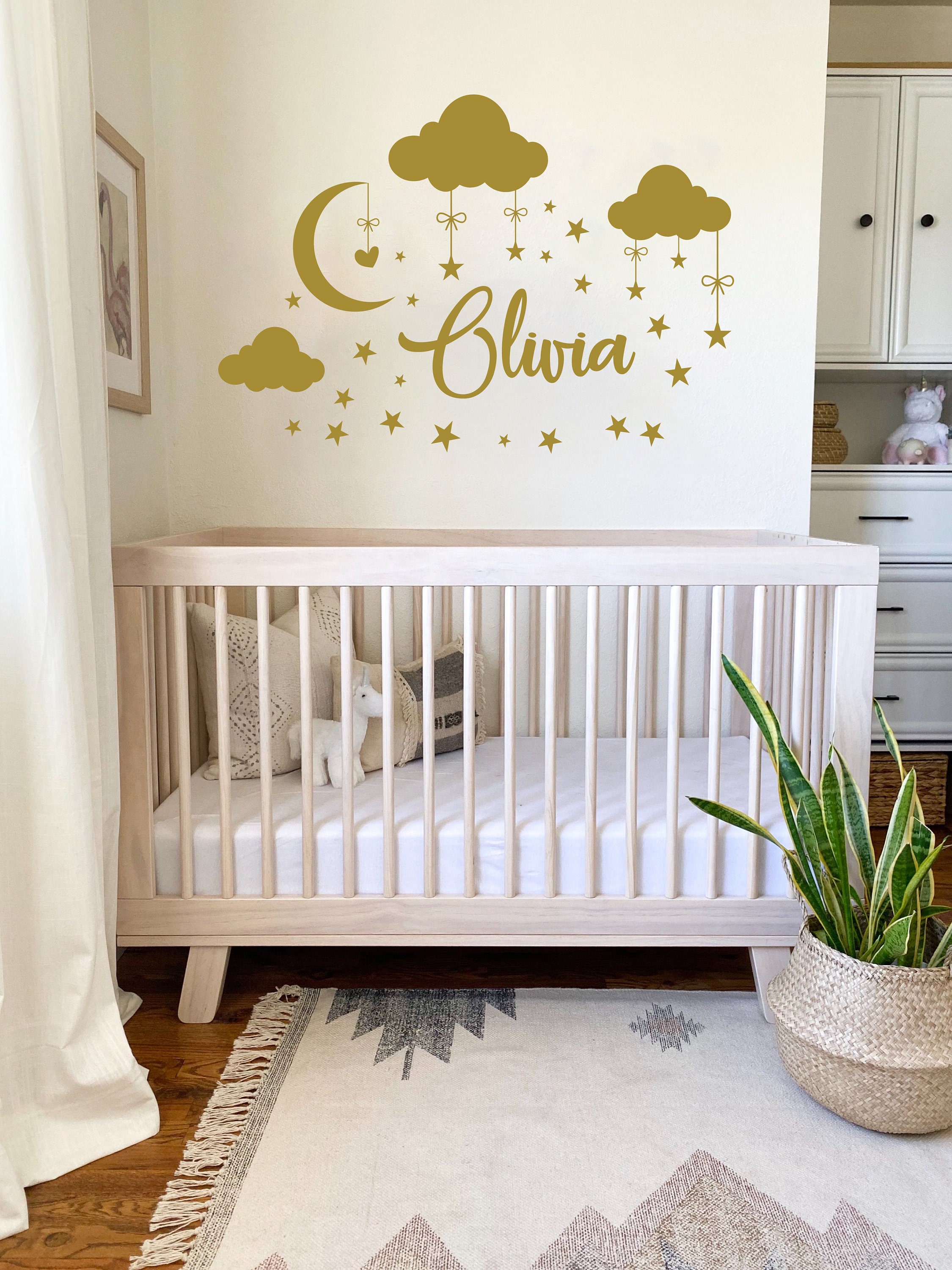 Personalized Name Wall Decal Nursery Decor Baby Clouds Decals Baby Name ...