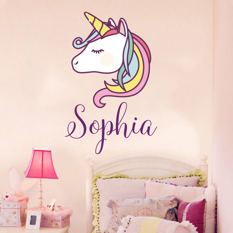 Unicorn Wall Decal Colorful Custom Name Decals Personalized Etsy