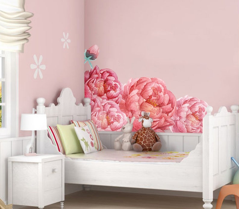 Peony Flowers Wall Sticker. Peony Wall Decal Nursery. Floral Etsy