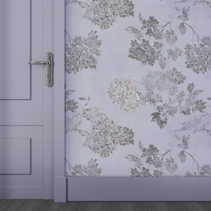 Watercolor Floral Nursery Wallpaper – Peel & Stick Hydrangea Mural, Boho Removable Wallpaper for Girls Room, Temporary Adhesive Flower Decor