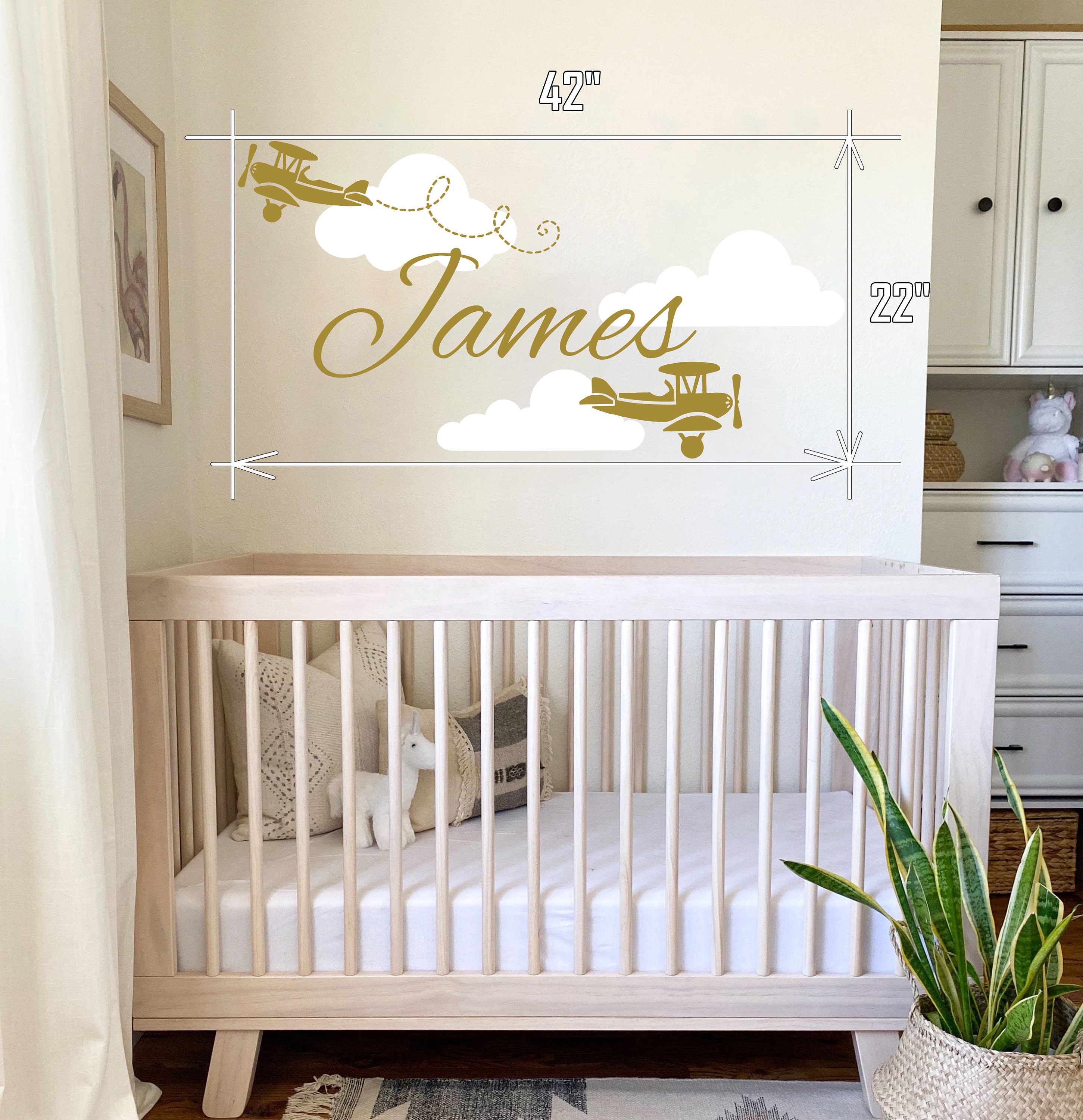 Boy Name Wall Decals Nursery Decor Boys Name Decal Vinyl Sticker Clouds ...