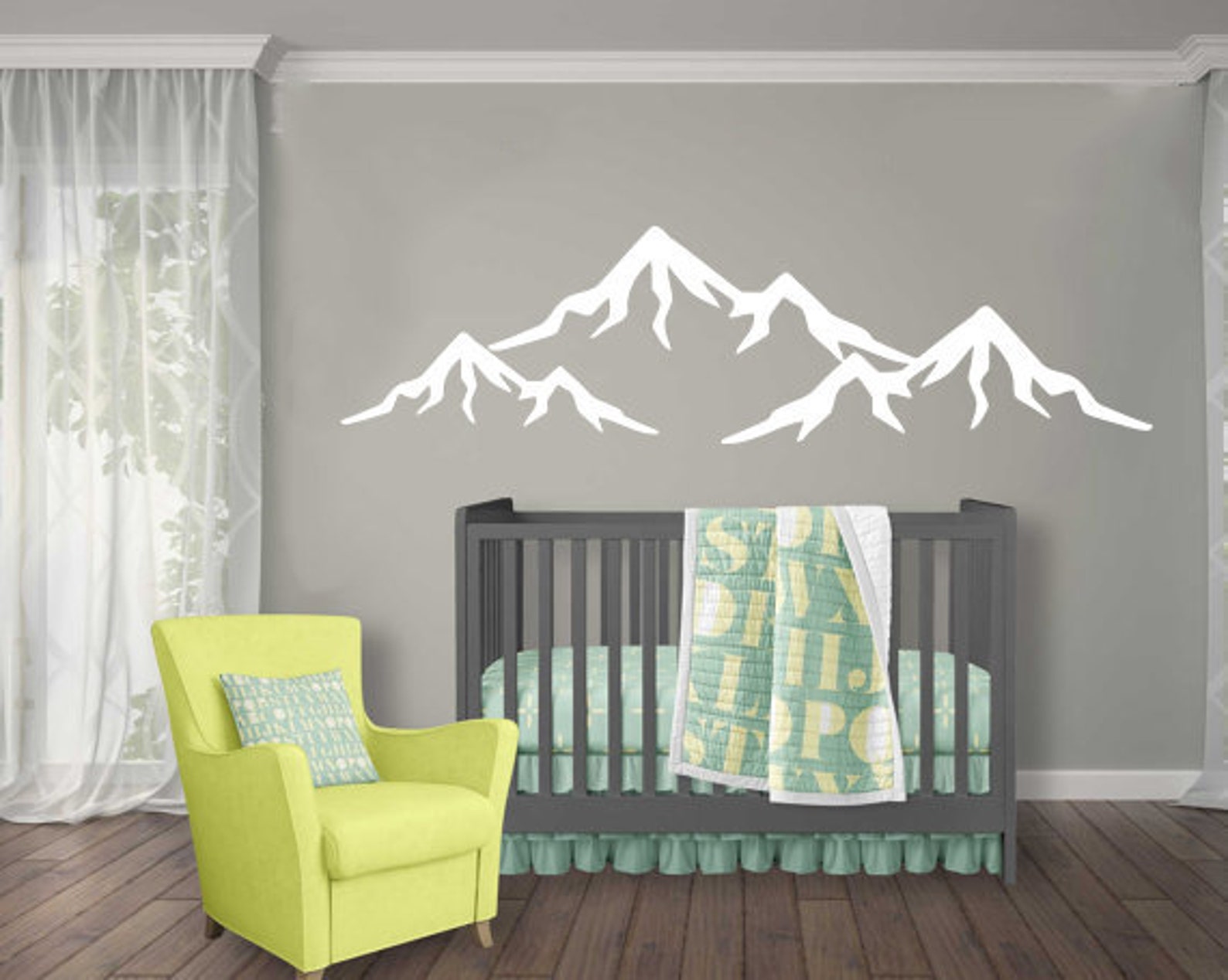 Mountain Wall Decal Nursery Wall Decor Baby Wall Decal Vinyl Etsy