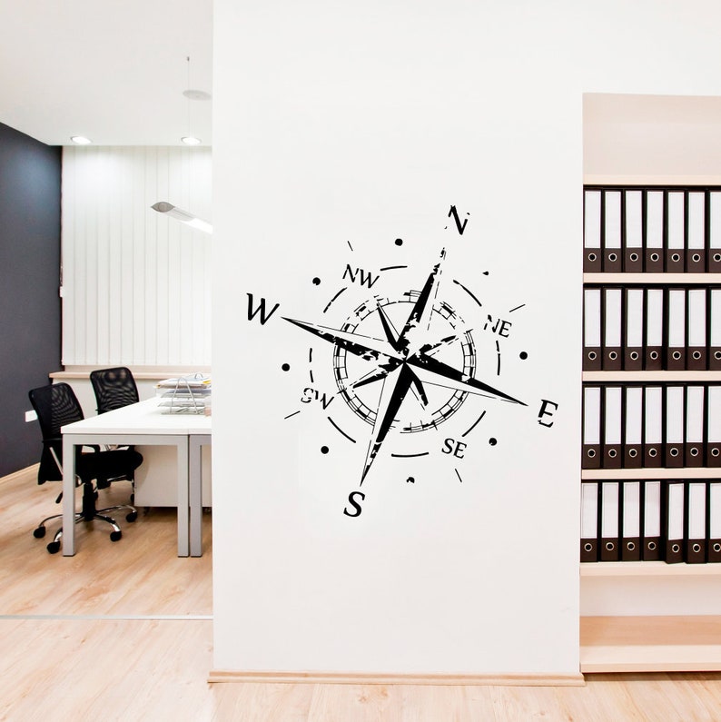 Wall Decal Compass Rose Vinyl Sticker Decals Nautical Decor