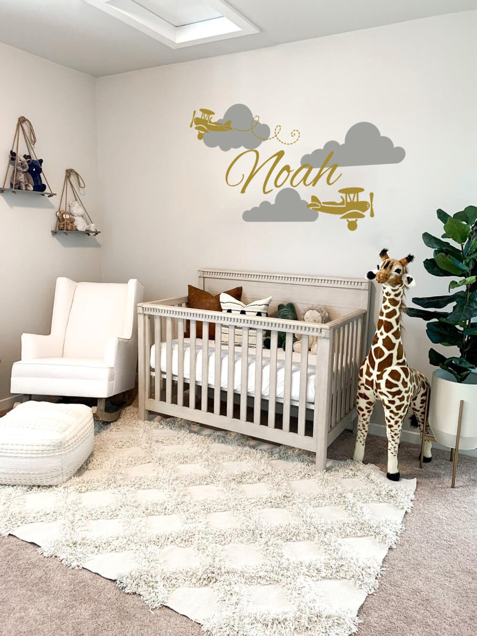 Boy Name Wall Decals Nursery Decor Boys Name Decal Vinyl Sticker Clouds ...