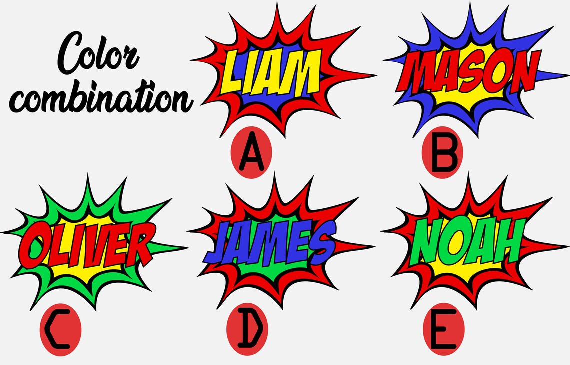 Custom Comic Book Name Wall Decal for Kids Superheroes Baby Room Art ...