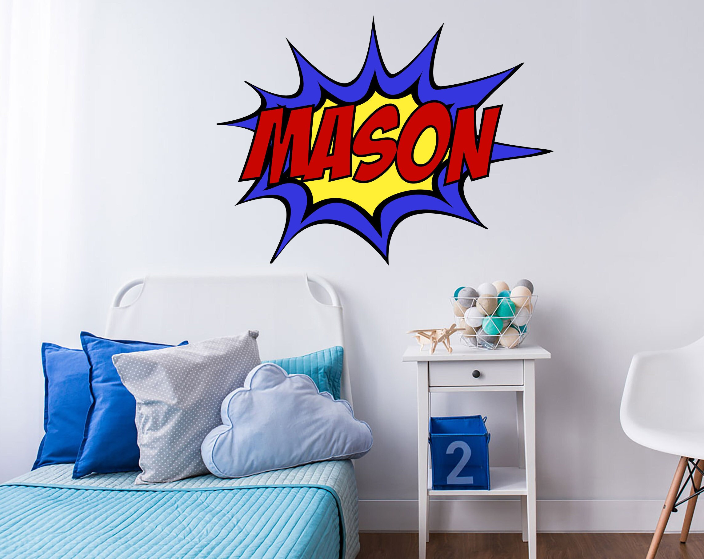 Custom Comic Book Name Wall Decal for Kids Superheroes Baby Room Art ...