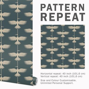 British Vintage Cranes Wallpaper – Peel and Stick Bedroom & Bathroom Wallpaper, High-quality Art Mural, Vintage Adhesive Wallpaper for Home image 4
