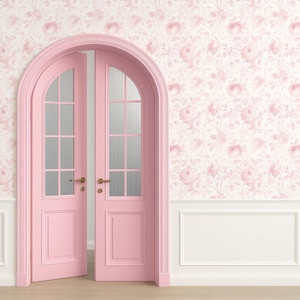 Peel and Stick Pink Floral Wallpaper – Removable Vinyl Mural, with Pastel Rose Pattern, Textured Mural for Nursery or Minimalist Wall Design