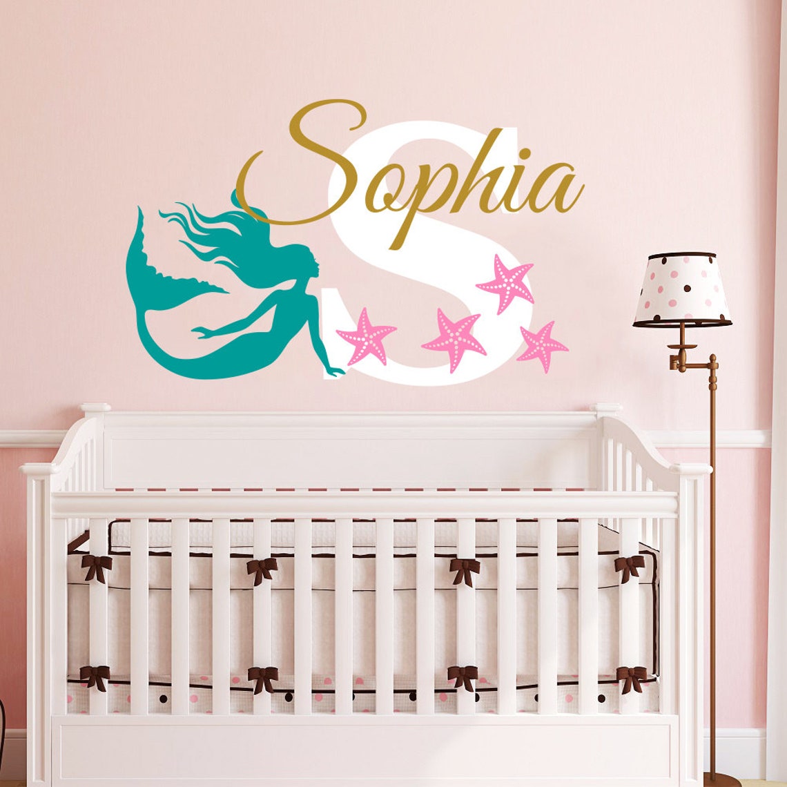 Personalized Girls Mermaid Name Wall Decal Custom Name Nursery Baby ...