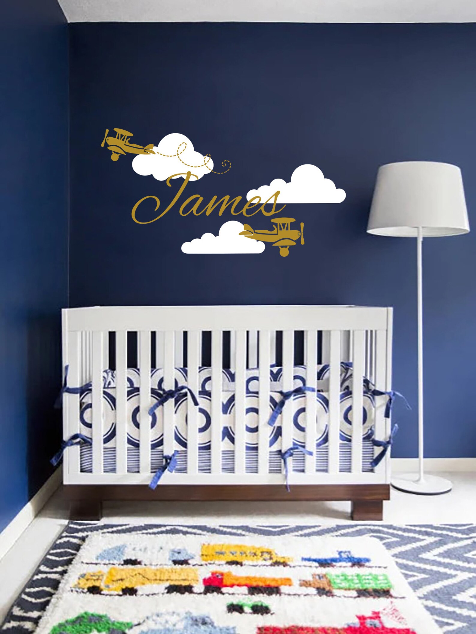 Boy Name Wall Decals Nursery Decor Boys Name Decal Vinyl Sticker Clouds ...
