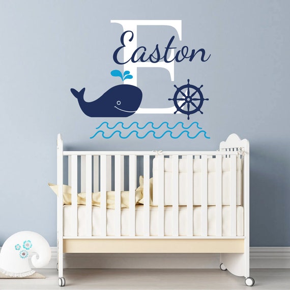 Boys Name Wall Decal Nursery Baby Boy Room Decor Nautical Etsy