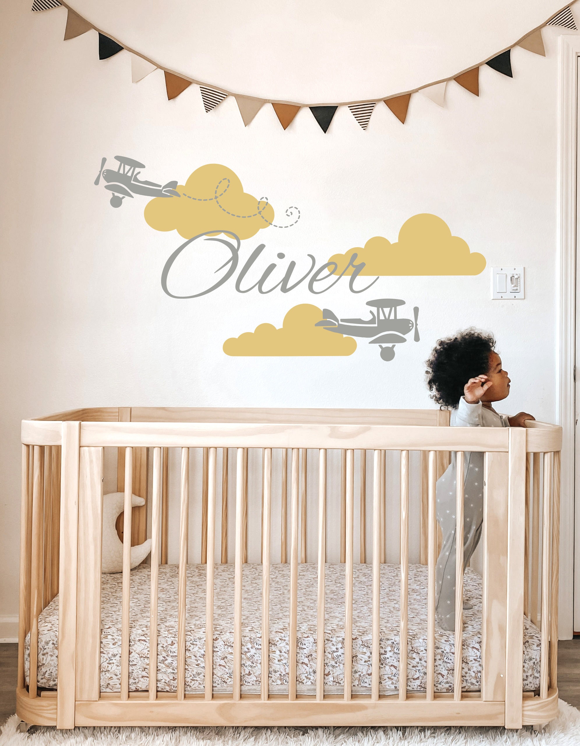 Boy Name Wall Decals Nursery Decor Boys Name Decal Vinyl Sticker Clouds ...